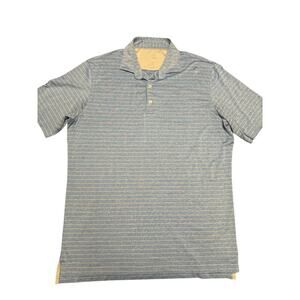 Jonnie-O Polo Shirt Size L Blue with Gray Stripe